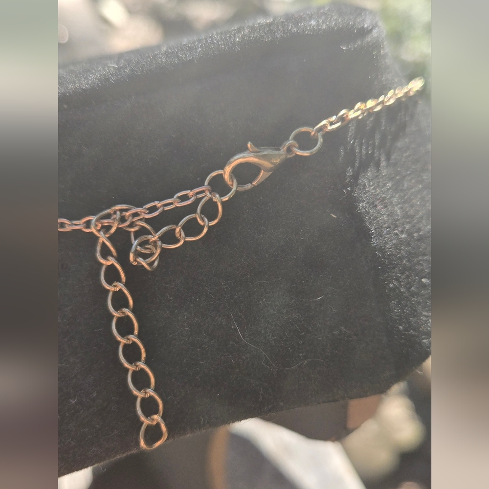 Quartz gray natural drutzy Gold plated Necklace  16" adjustable - Picture 6 of 9